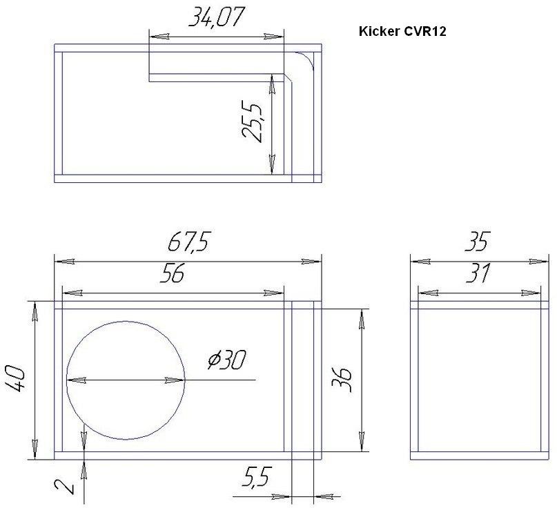 Размеры короба под сабвуфер 8 размеры
