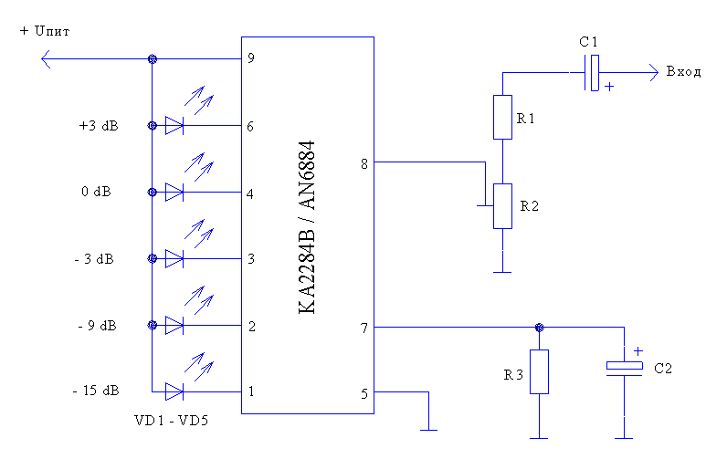 Ka2284 индикатор уровня схема подключения