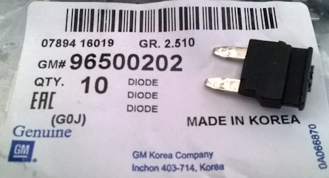 96500202 Диод токораспределительной коробки GM | Запчасти на DRIVE2