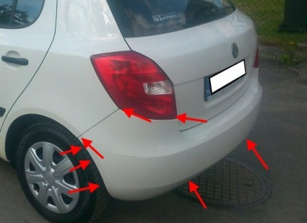 шкода фабия 2 2011г бампер схема. снятие переднего бампера шкода фабия 2. снять бампер фабия 2. снятие заднего бампера фабия 2. Skoda fabia ппд.