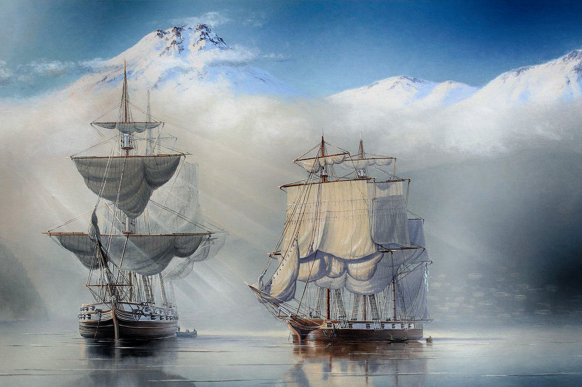 Фрегат автор. Англо-французская эскадра Камчатка 1854. Авачинская бухта 1854 года.