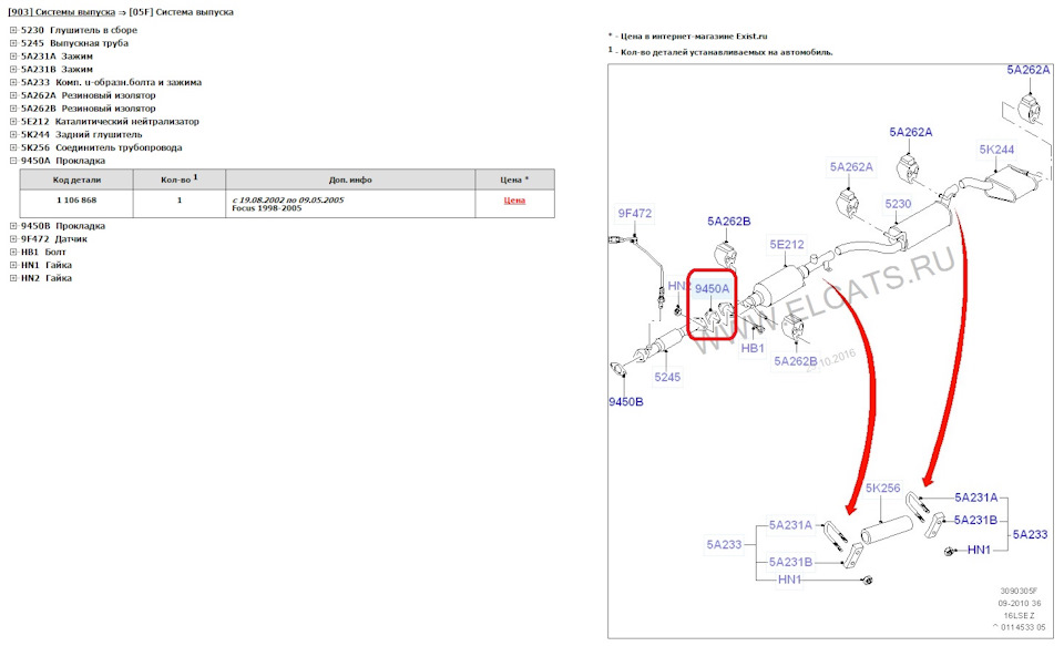 Форд фокус 2 схема выхлопной системы