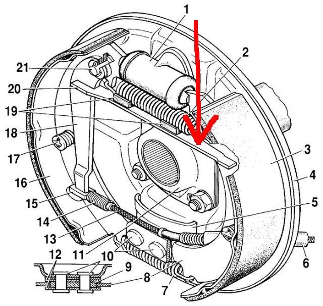 Схема задних тормозов ваз