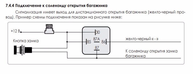 При включении открывается. Схема подключение сигнализации открывание багажника. Схема подключения багажника автосигнализации. Схема подключения автоматического открывания багажника. Схема подключения открывания багажника с брелка сигнализации.