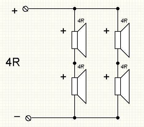 Схема подключения 4 динамиков 4 ом
