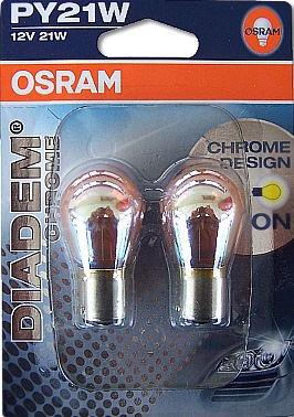 7507DC02B Лампа PY21W 12V-21W (BAU15s) DIADEM CHROME (блистер 2шт.) OSRAM