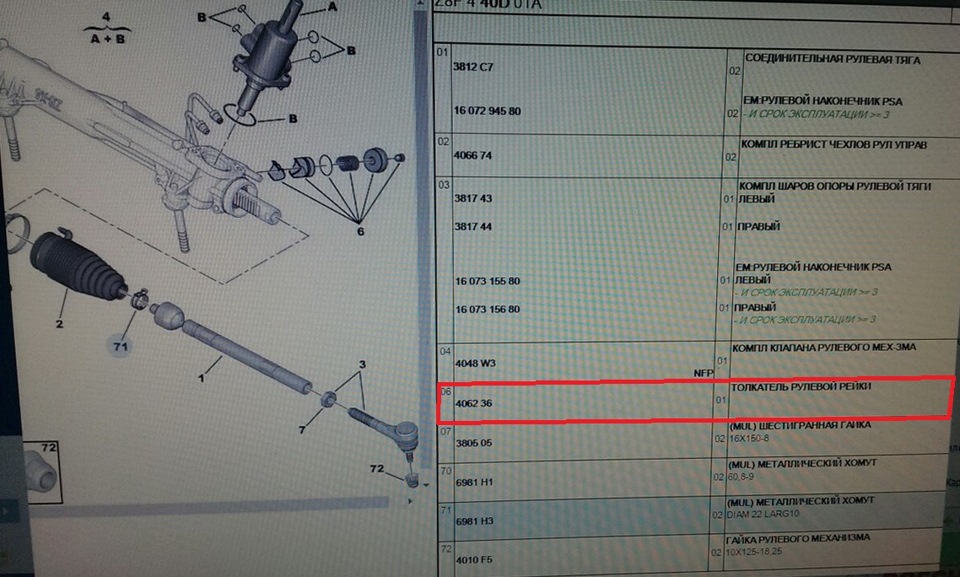 Схема рулевой рейки пежо боксер