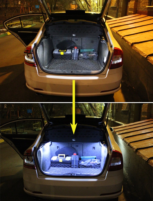 Шкода подсветка багажника. Лампочки освещения багажника Шкода а5. Octavia a7 багажник изнутри.