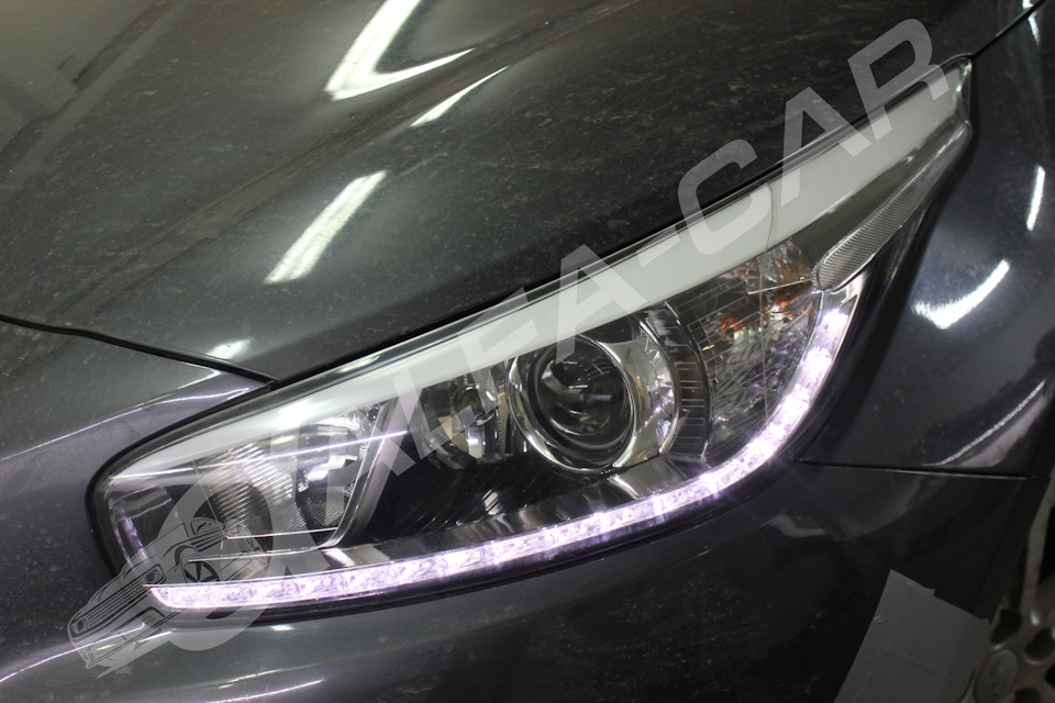 Kia Ceed JD. Замена линз на Hella 3R, полировка, бронирование фар ...