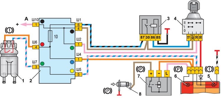 Схема проводки на замок зажигания на ваз