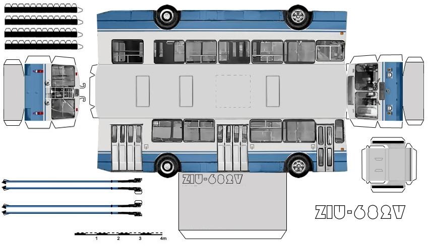 Модель автобуса из бумаги