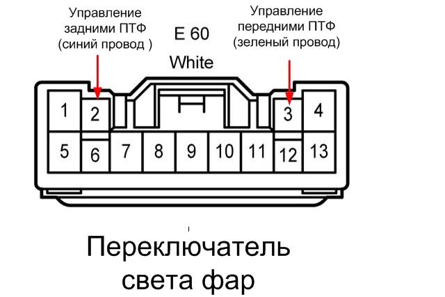 Распиновка фары тойота