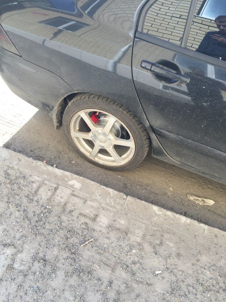 №53. Колхоз в студию! Суппорта в красный) — Mitsubishi Lancer IX, 1,6 л ...