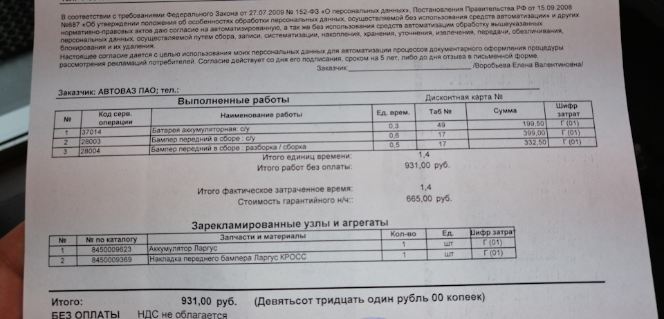 8450009369 Накладка переднего бампера центральная (LARGUS Cross) LADA ...