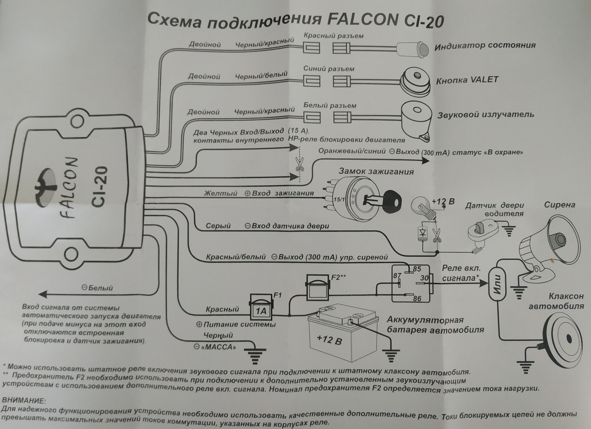 Falcon ci 10 схема подключения