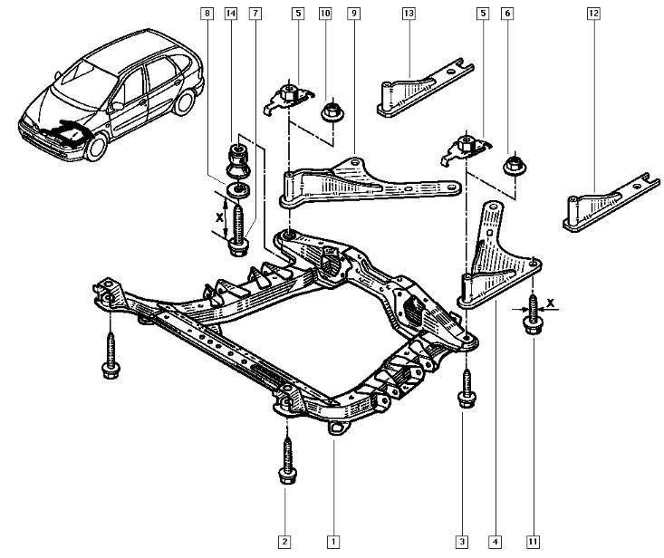 Схема передняя подвеска рено меган 2 схема и названия