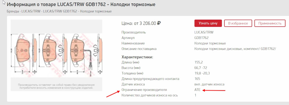 Запчасти на фото: GDB1762. Фото в бортжурнале Volkswagen Tiguan (1G)