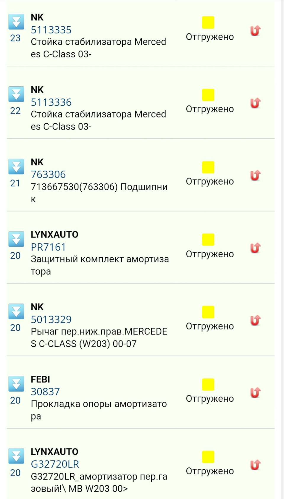 Фото в бортжурнале Mercedes-Benz C-Class (W203). Запчасти на фото: 5113335, 5113336, 763306, 713667530, PR7161, 5013329, 30837, G32720LR