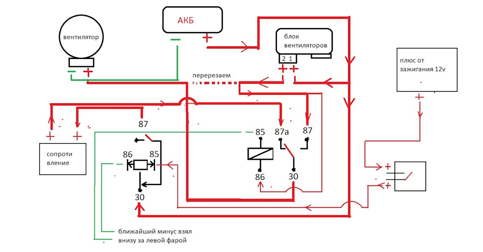 Схема подключения реле вентилятора охлаждения пежо 206