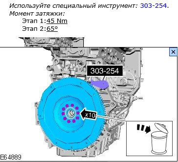 Момент затяжки маховика. 303-254 Форд. Момент затяжки маховика на Форд фокус 3. Момент затяжки маховика DSG 6. Форд фокус 3 момент затяжки маховика POWERSHIFT.