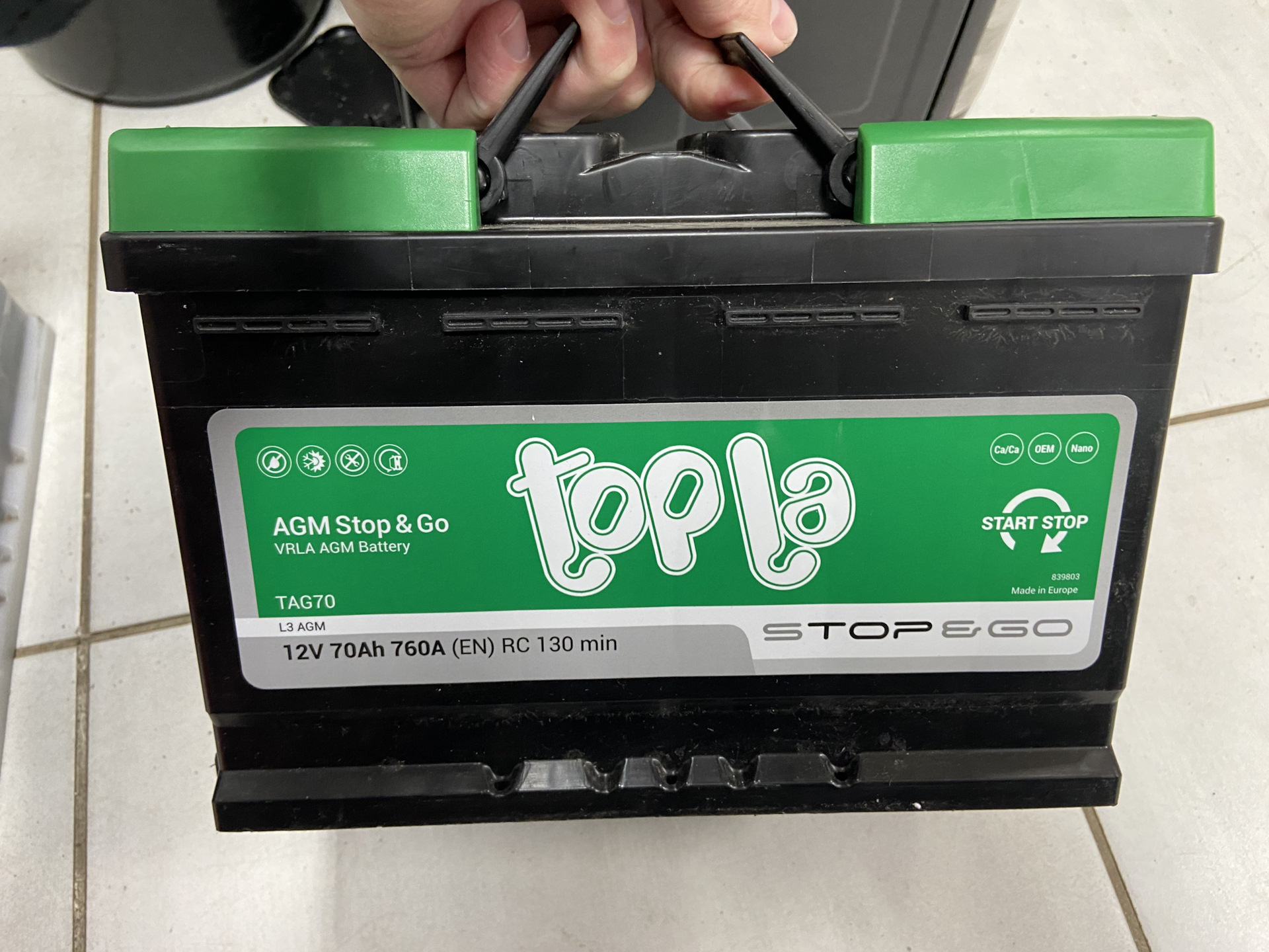 Новый аккумулятор — Topla AGM 70Ah 760A (EN) — Skoda Octavia A7 Mk3, 1 ...