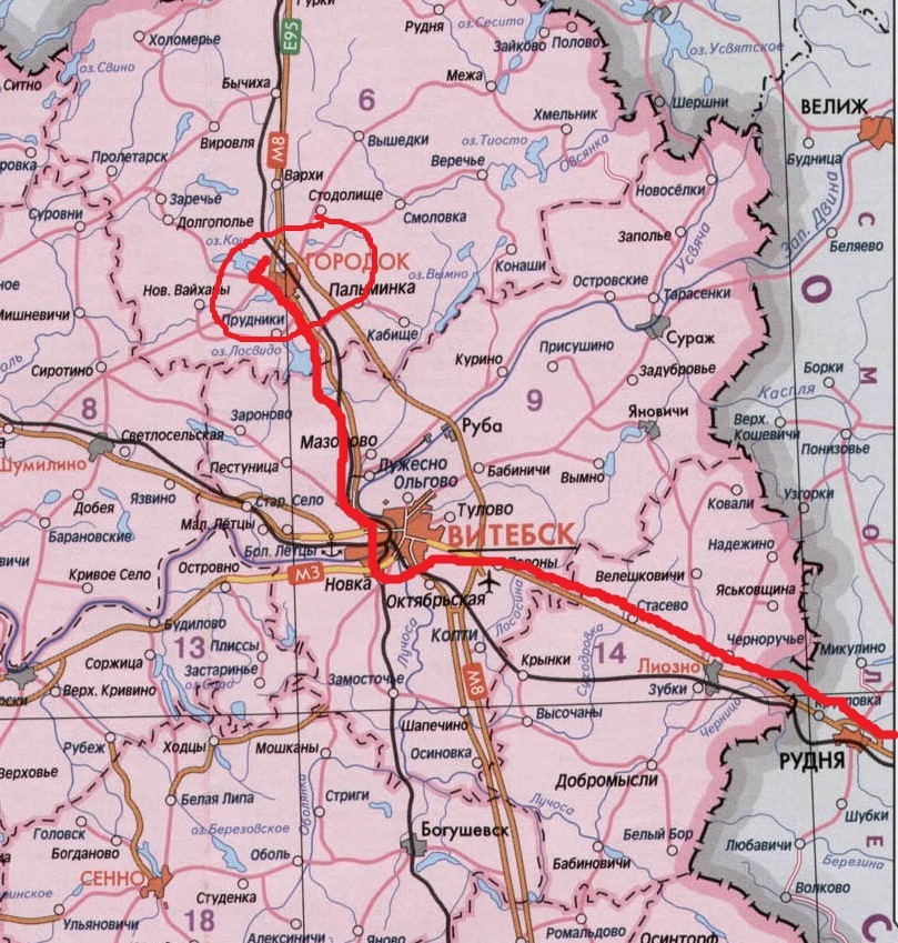 Карта городокского района витебской области подробная с деревнями