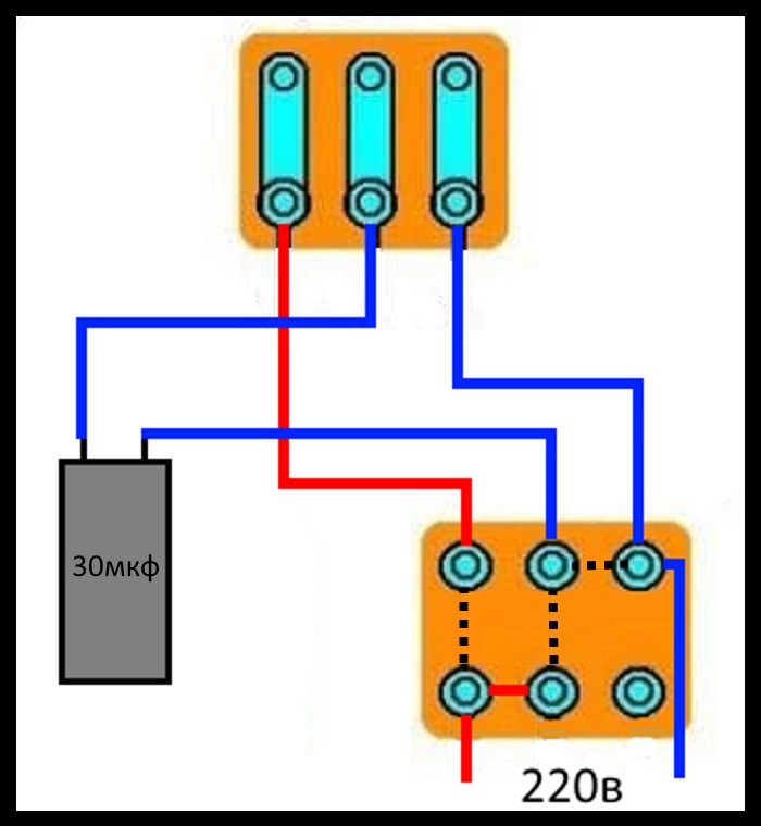 Схема подключения электродвигателя 380в на 220в через конденсатор