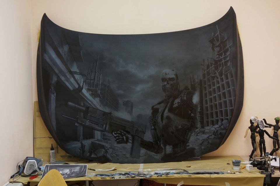 процесс рисования "Терминатора" на капот Volvo S60 — Сообщество ...