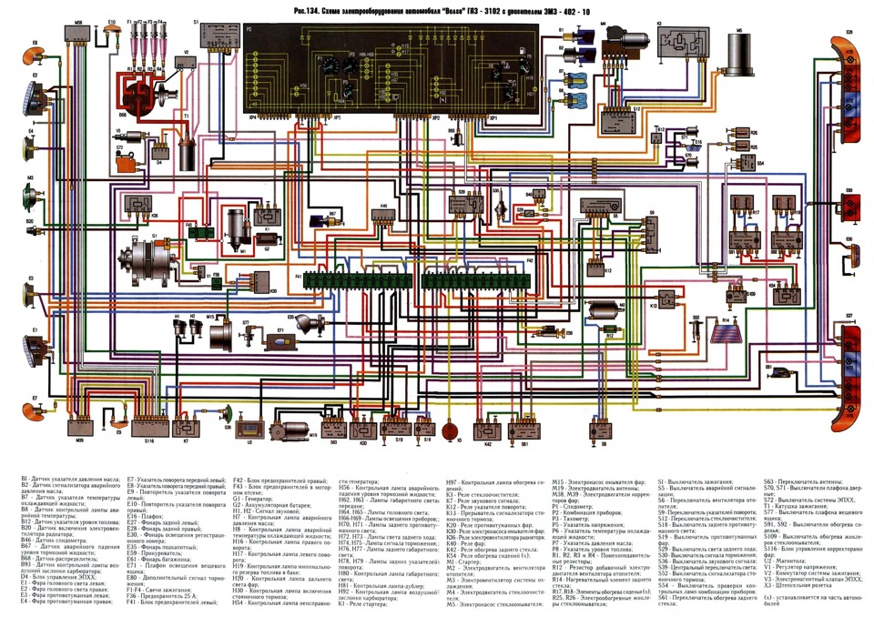 Волга 3102 схема предохранителей