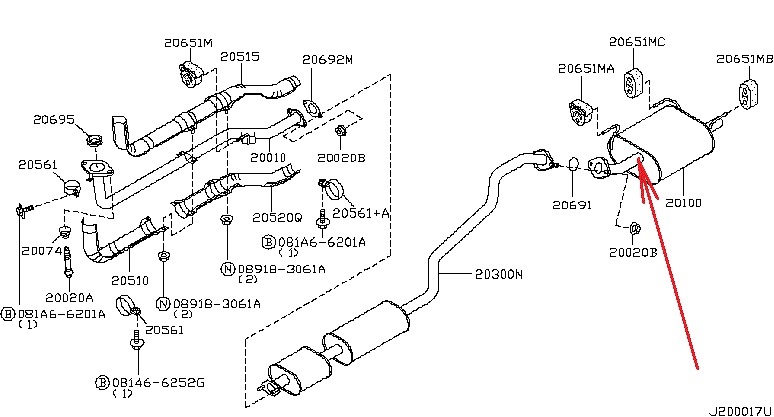 Схема глушителя ниссан примера р12