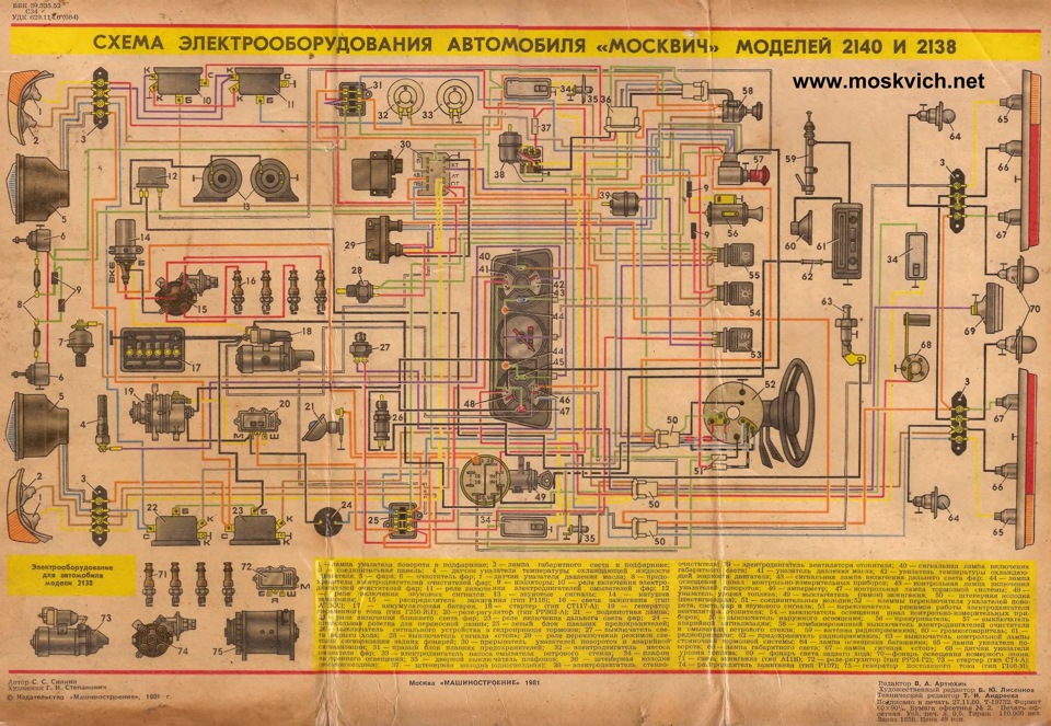 москвич 2140 схема электропроводки