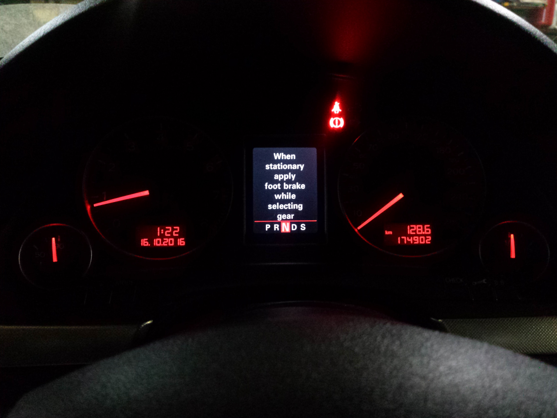 When stationary apply foot brake while selecting