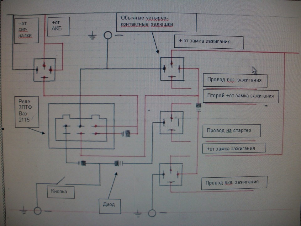 Схема подключения кнопки старт стоп ваз 2114
