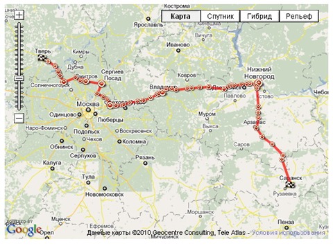 Саранск саров расстояние на машине карта