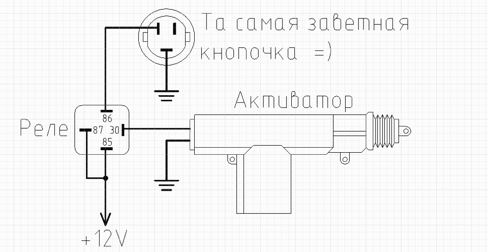 Схема подключения кнопки багажника