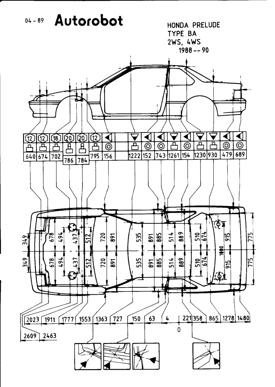 Контрольные точки кузова! — Honda Prelude (BA4, BA5), 2,2 л, 1990 года |  кузовной ремонт | DRIVE2