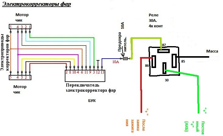 Схема корректора фар