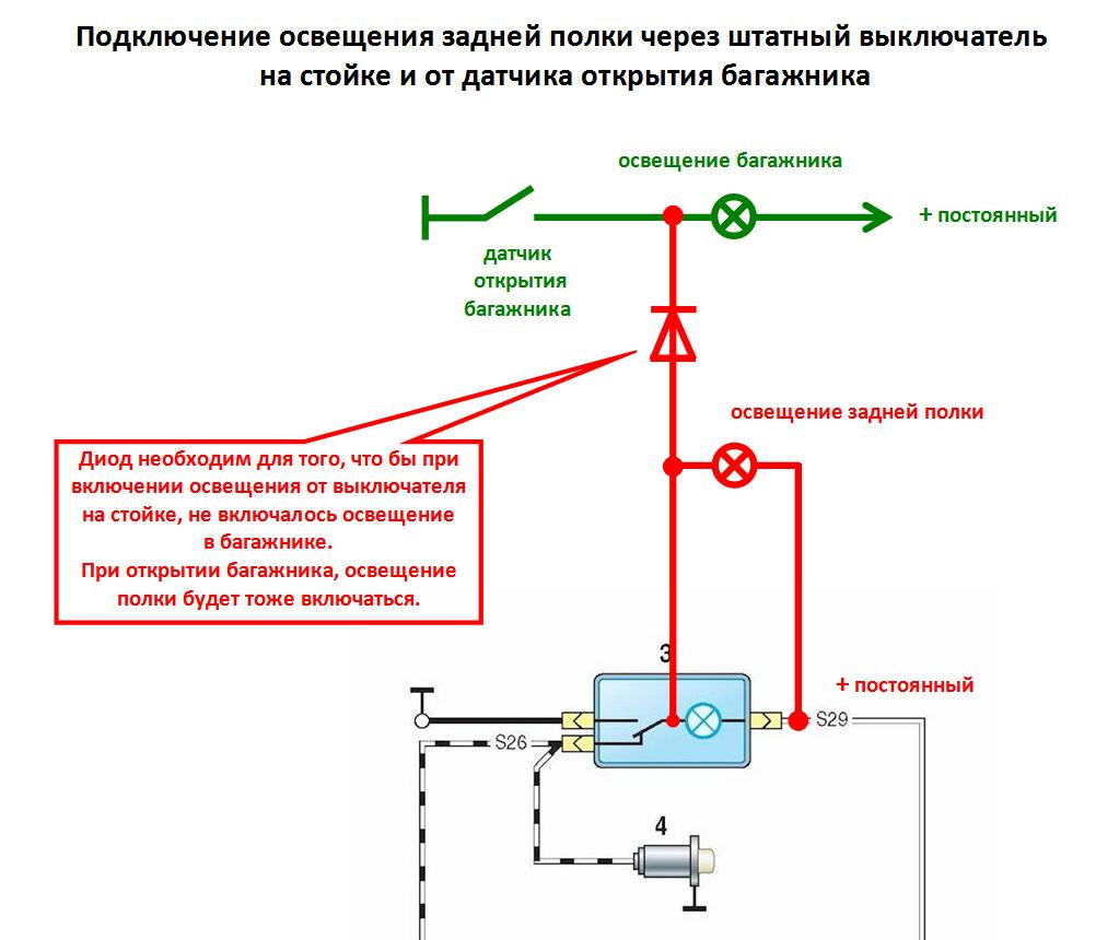 Схема подключения плафона калины