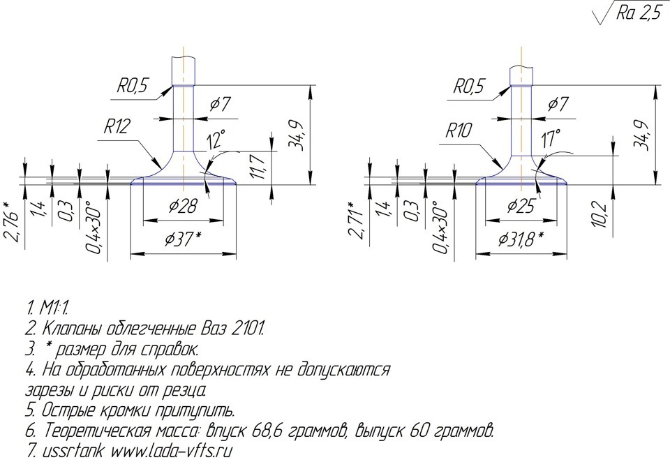 Купить впускные клапаны 2112-1007010 на ВАЗ, …