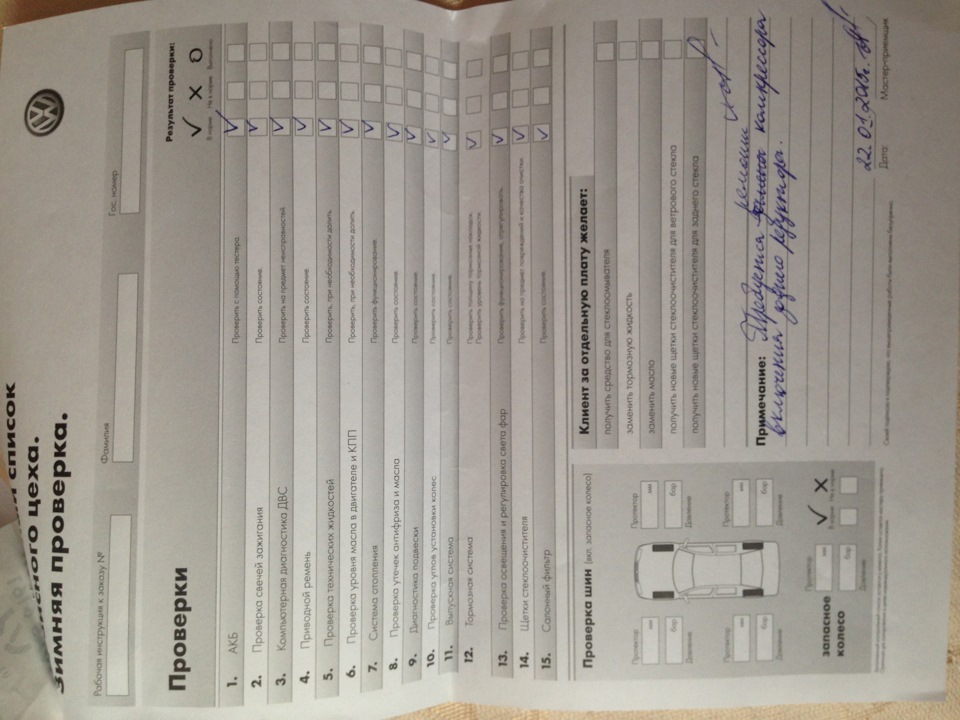 Бланк результатов диагностики. — Volkswagen Tiguan (1G). Запчасти на фото: 2201206