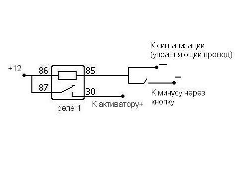 Схема подключения кнопки багажника через реле