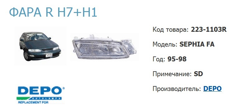 Оптика Depo — KIA Sephia (1G), 1,5 л, 1997 года | другое | DRIVE2