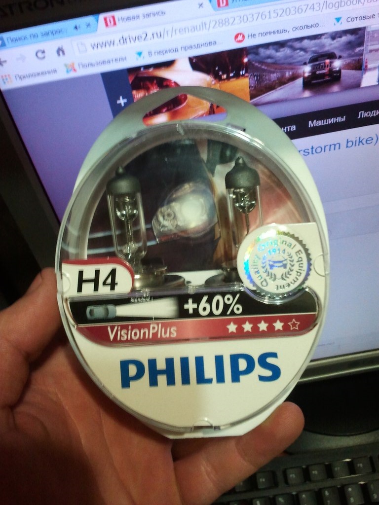 Замена головного света на Philips h4 +60 — Renault Logan (1G), 1,4 л ...