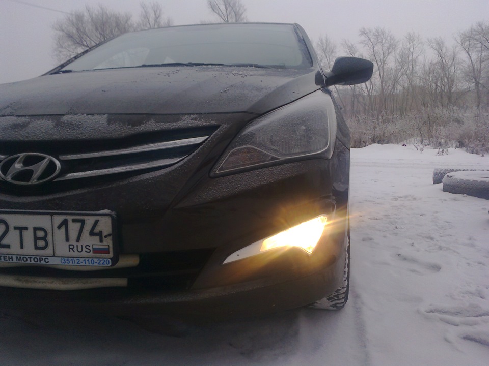 светодиодные лампочки в ДХО — Hyundai Solaris Hatchback, 1,6 л., 2015 ...