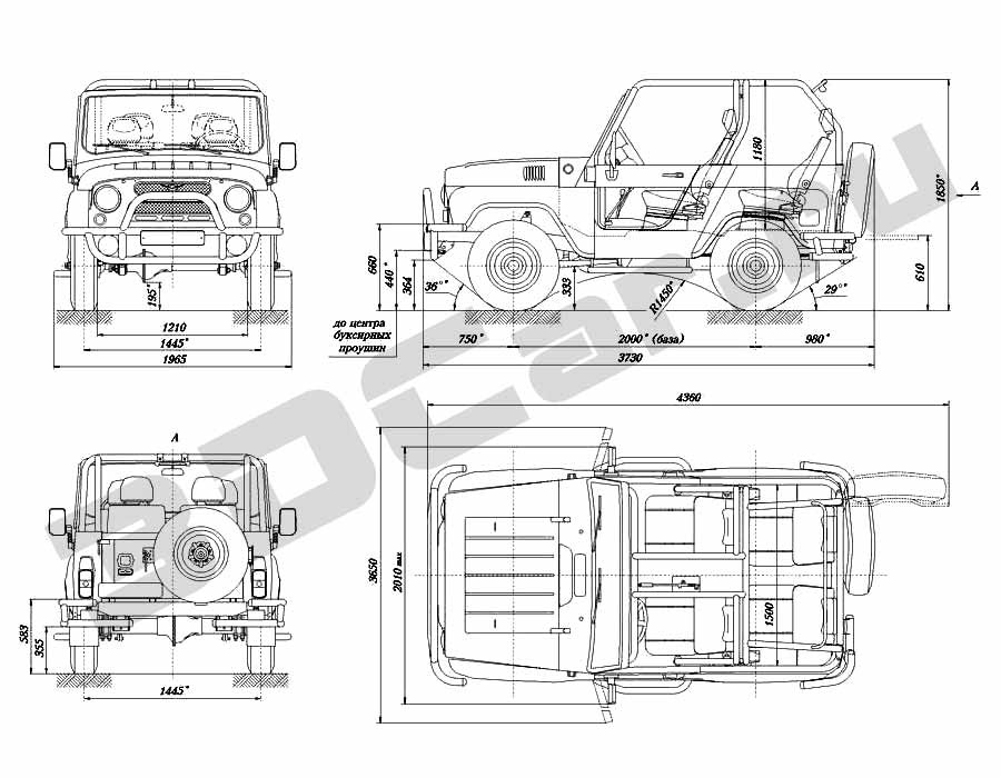 Чертеж уаз 469. Размерные габариты УАЗ 469. Размеры кузова УАЗ 469. УАЗ 3153 чертеж.