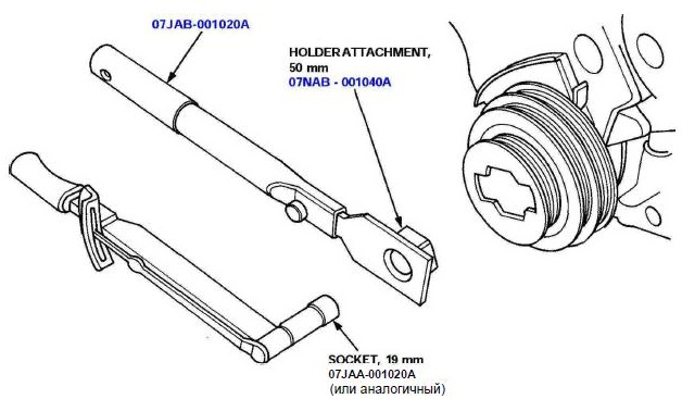 Неисправности шкива коленвала. Ключ шкива коленвала Honda чертеж. Спецключ для откручивания шкива коленвала Хонда. Специальный инструмент 07jab-001020a.. 07jab0010200.