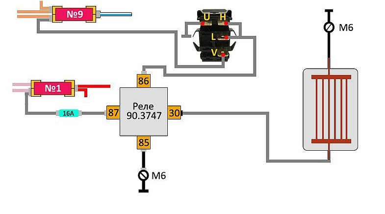 Реле подогрева заднего стекла схема подключения