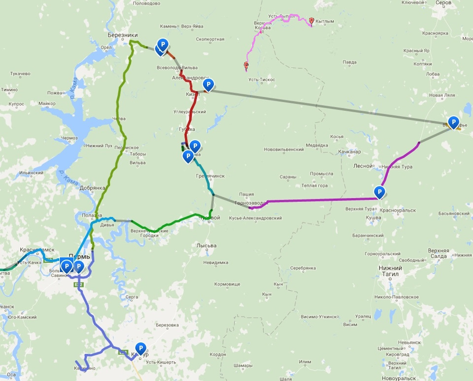 Карта дороги пермь березники