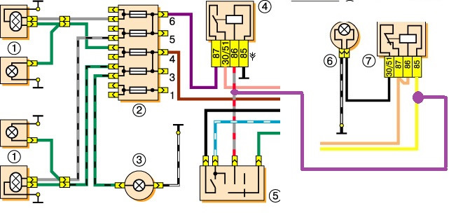 Реле дальнего света ваз 2103 схема