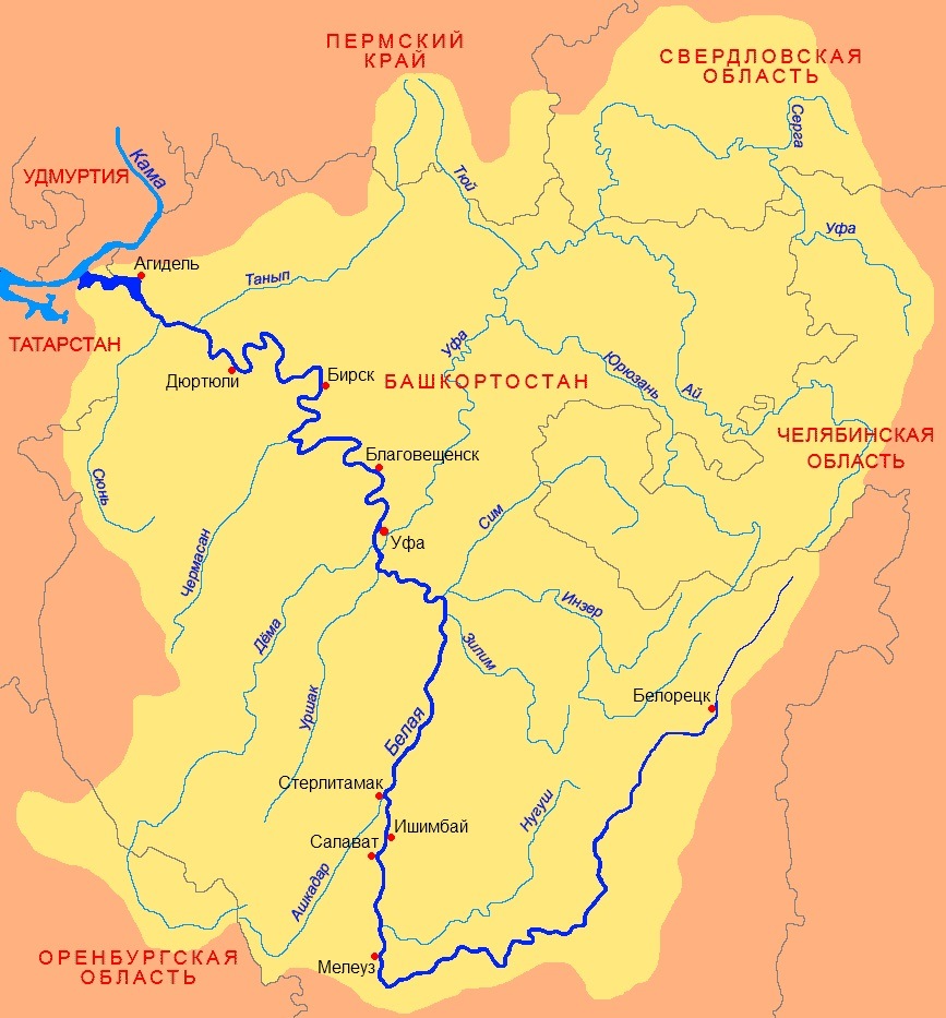 Исток реки урал карта